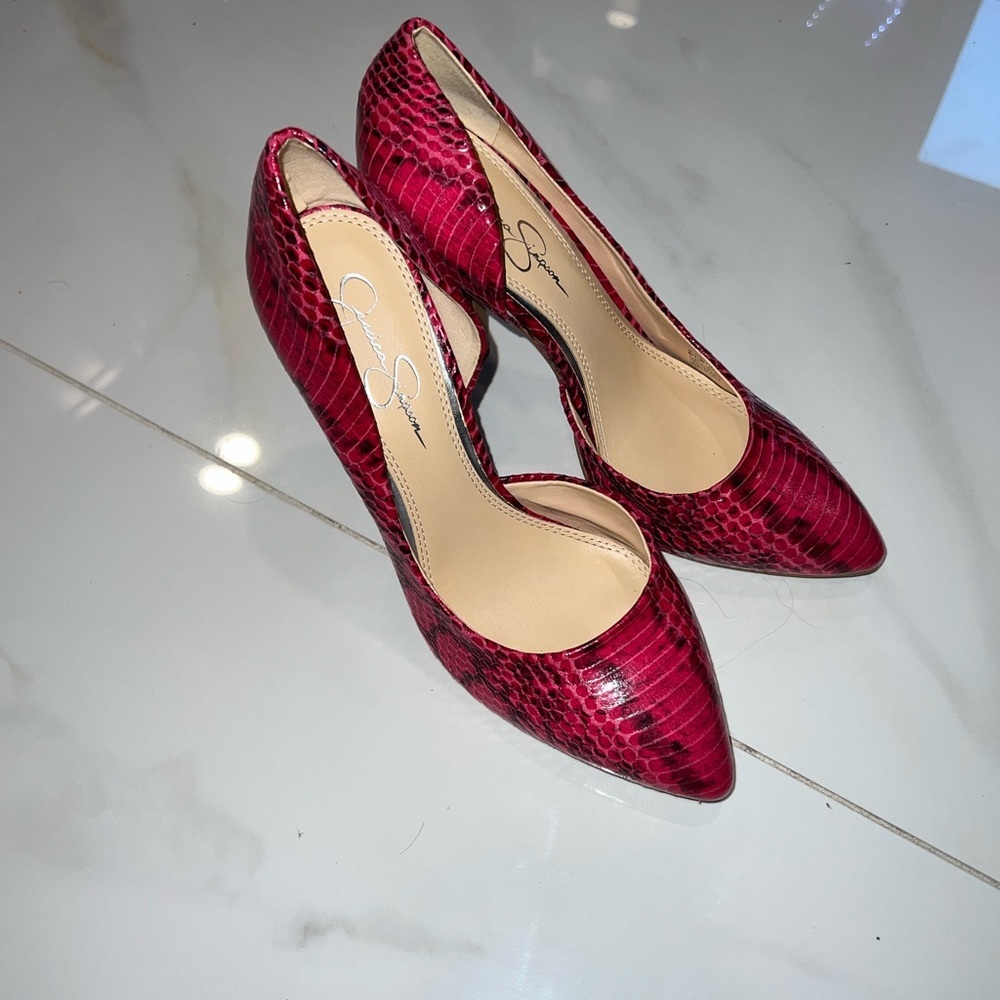 Jessica Simpson Red Snakeskin Heels - Picture 4 of 4